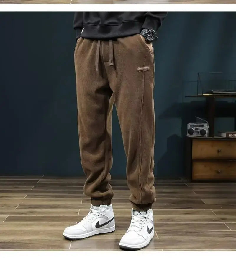 LONZA Mens Clothing Man Pants Winter Pants Autumn Clothing Sweatpants Clothes Youth Outfit Casual Clothes Fashion