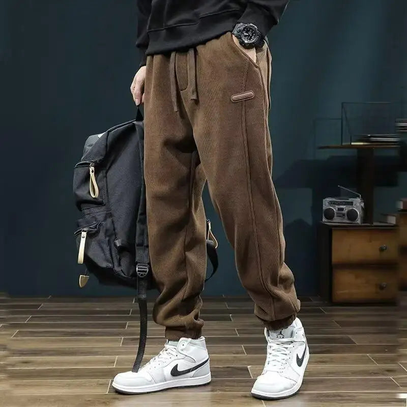 LONZA Mens Clothing Man Pants Winter Pants Autumn Clothing Sweatpants Clothes Youth Outfit Casual Clothes Fashion