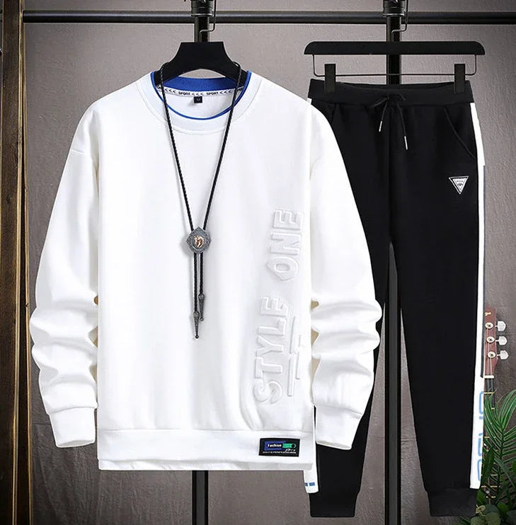 LONZA Clothes For Men Plain Male T Shirt White Pants Sets Alphabet Tracksuit Essential Top Offer Trend Popular Sports Suits Cool Kpop