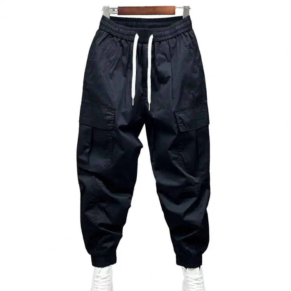 LONZA pants Men Harem Pants Drawstring Elastic Waist Ankle-banded