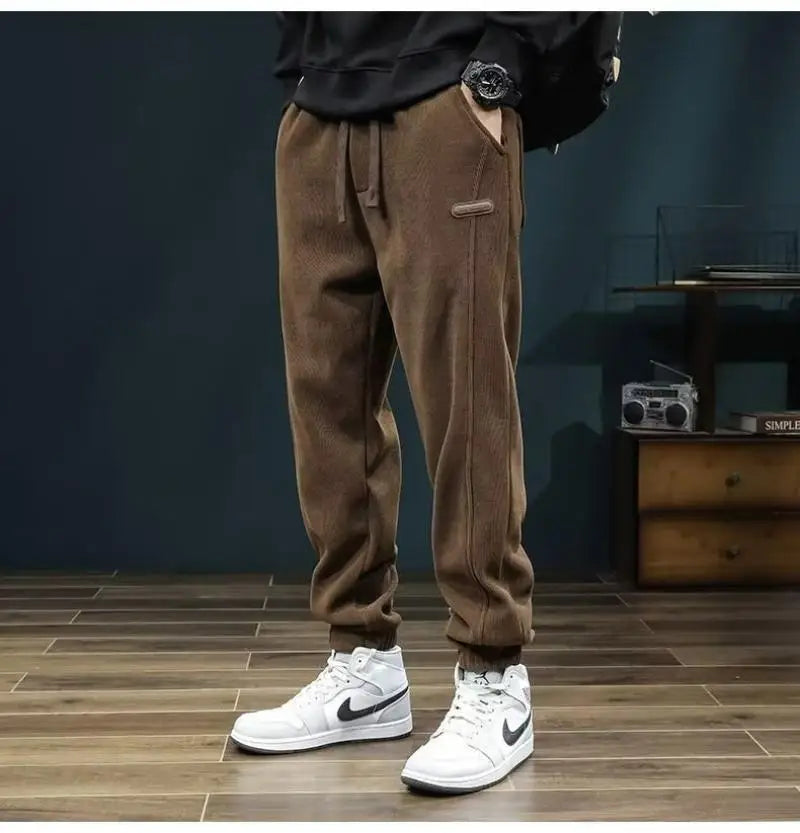 LONZA Mens Clothing Man Pants Winter Pants Autumn Clothing Sweatpants Clothes Youth Outfit Casual Clothes Fashion