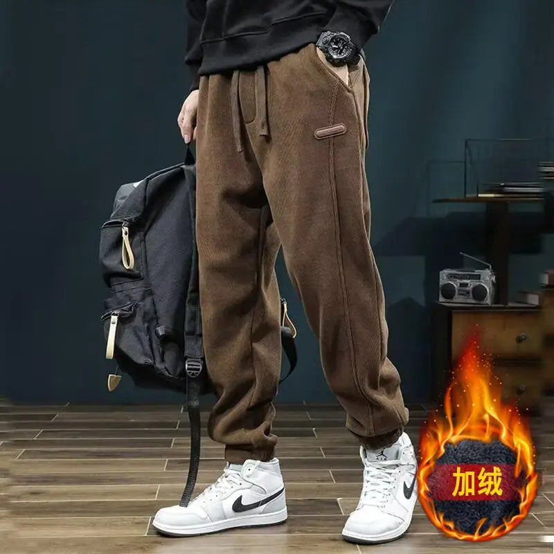 LONZA Mens Clothing Man Pants Winter Pants Autumn Clothing Sweatpants Clothes Youth Outfit Casual Clothes Fashion