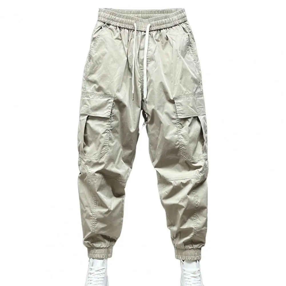 LONZA pants Men Harem Pants Drawstring Elastic Waist Ankle-banded